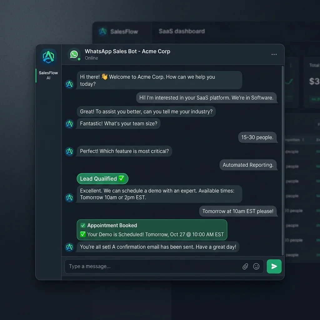 WhatsApp AI Sales Bot workflow